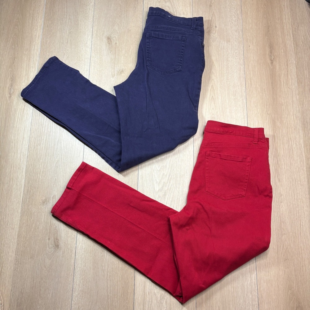 Gloria Vanderbilt Amanda High Rise Tapered Jeans Bundle Red Purple 12 - LOT OF 2